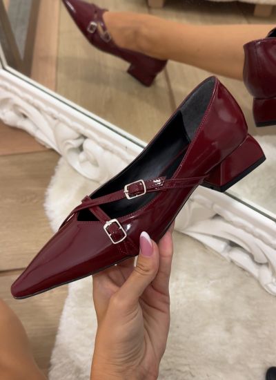 Women flats E572 - WINE RED